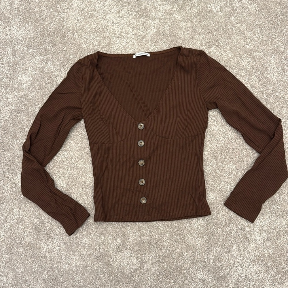 REFORMATION Brown Long Sleeve Top S
